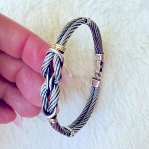 Cable Bracelet in Stainless Steel w/ Sterling Silver & 18K Yellow Gold